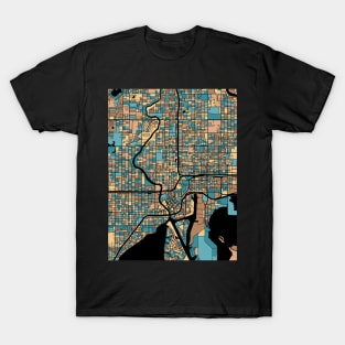 Tampa Map Pattern in Mid Century Pastel T-Shirt